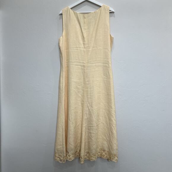 Talbots Cream Sleeveless Midi Dress V-Neck A-Line - Picture 7 of 14